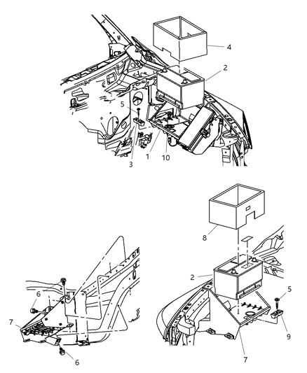 2008 Dodge Ram 3500 Battery Tray & Support Diagram 1