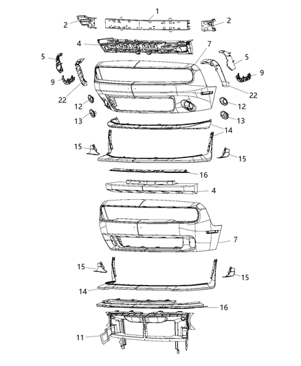 2018 Dodge Challenger Support-Front Fascia Diagram for 68170169AD