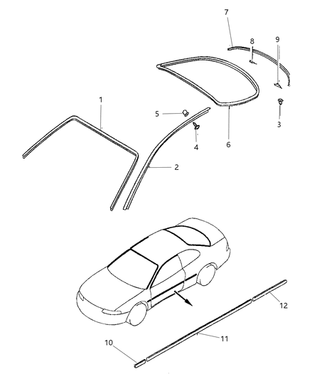 1999 Dodge Avenger Mouldings Diagram