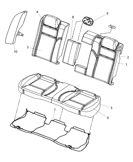 2012 Dodge Charger Rear Seat Back Cover Left Diagram for 1YD51GT5AA