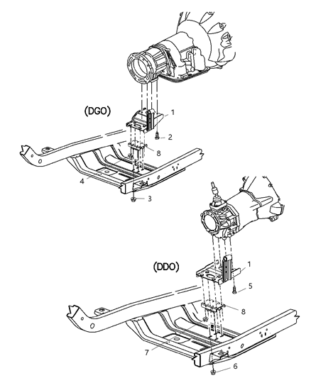 2004 Jeep Wrangler Engine Mounting, Rear Diagram