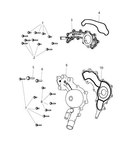 2021 Jeep Grand Cherokee Water Pump & Related Parts Diagram 1