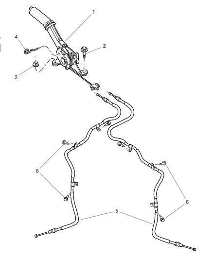 2008 Dodge Viper Park Brake Lever Assembly & Cable, Front Diagram