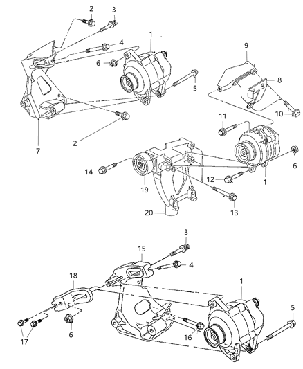 1999 Chrysler Sebring Bracket-Alternator Diagram for 4792080AD