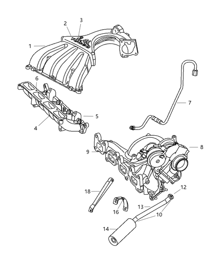 2005 Chrysler PT Cruiser Lower Manifold Intake Diagram for 4884514AB