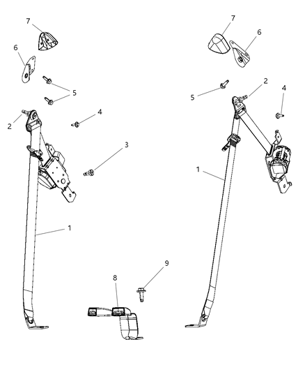 2011 Dodge Journey 2Nd Rear Outer Seat Belt Diagram for 1AN131DVAD