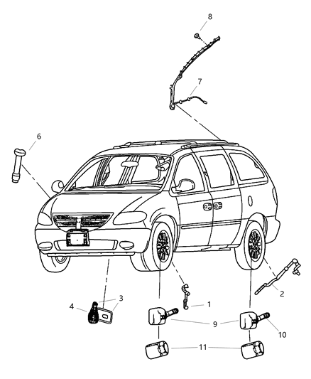 2002 Chrysler Voyager Sensors - Body Diagram