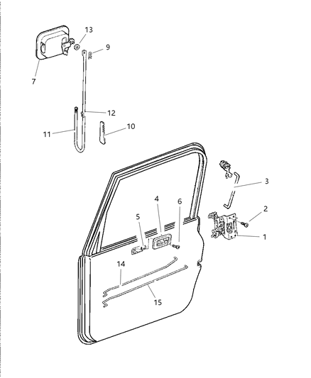 2000 Jeep Wrangler Door, Full Front Lock & Controls Diagram