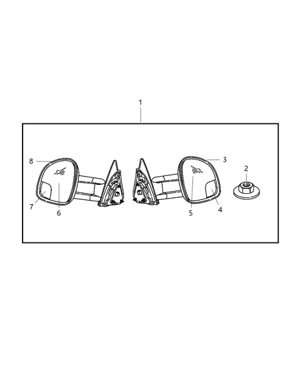 2007 Dodge Ram 1500 Trailer Tow Mirrors - Extendable Diagram
