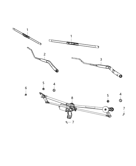 2020 Ram 2500 Wiper System, Front Diagram