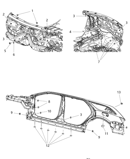 2013 Dodge Durango Body Plugs & Exhauster Diagram