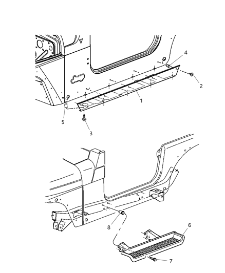 2005 Jeep Wrangler Mouldings Diagram