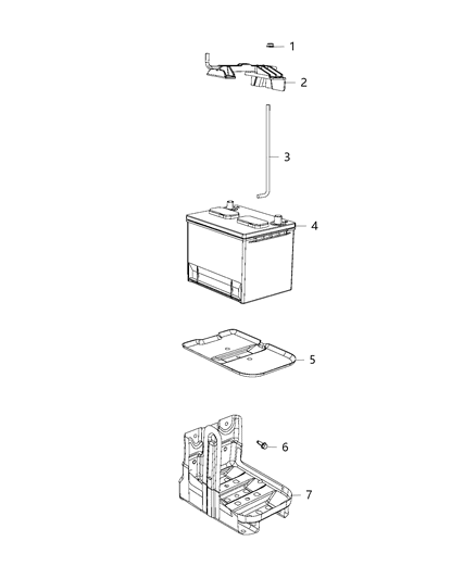 2017 Dodge Journey Battery Tray & Support Diagram