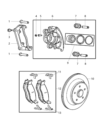 2006 Dodge Ram 1500 Brakes, Rear, Disc Diagram 2