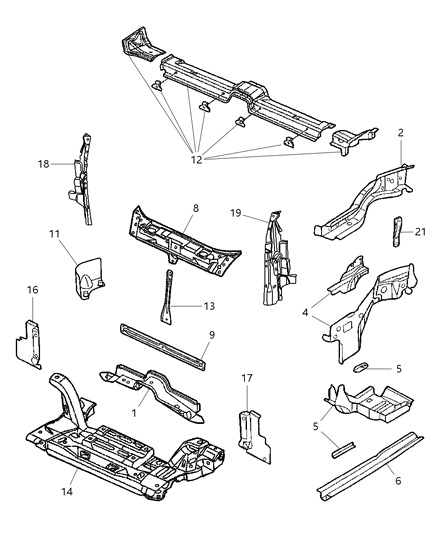 2003 Chrysler PT Cruiser CROSSMEMBER-Front Suspension Diagram for 5272962AC