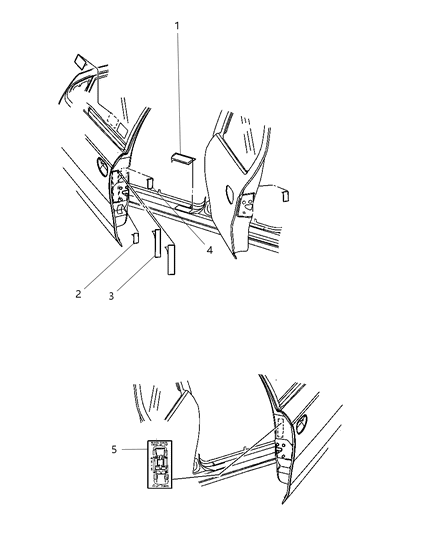 2007 Dodge Caliber Doors & Pillars Diagram