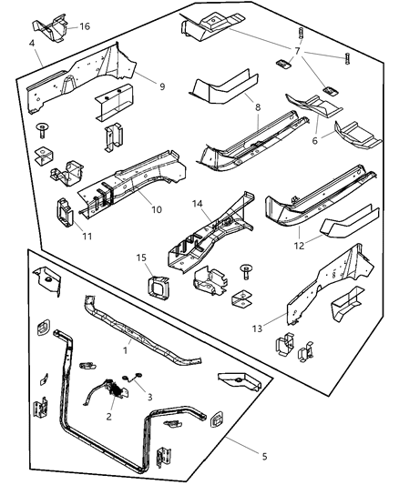 2006 Chrysler Pacifica INSULATOR-CROSSMEMBER Diagram for 4743434AB