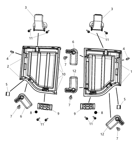 2010 Jeep Wrangler Targa Top Panels & Hardware Diagram