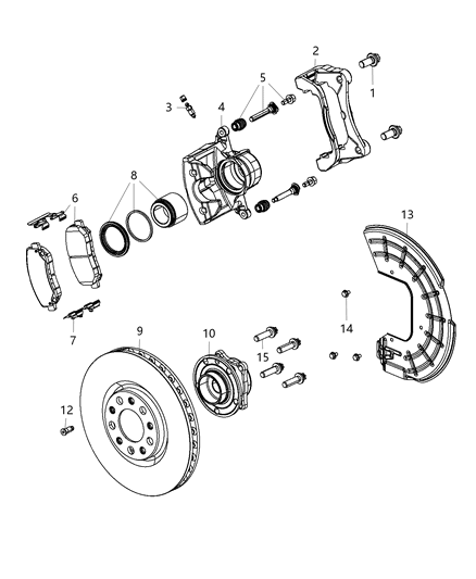 2012 Dodge Dart Spring Ki-Disc Brake Pad Diagram for 68160698AA