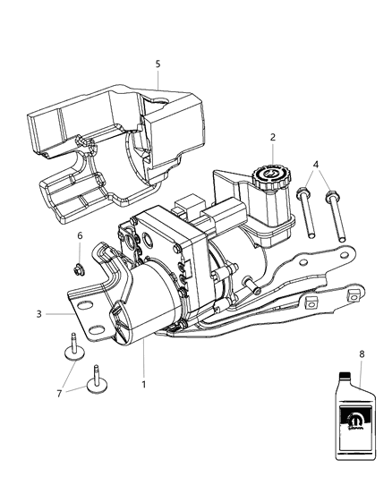 2011 Chrysler 300 Power Steering Pump W/Reservoir & Bracket Diagram for 68059524AD
