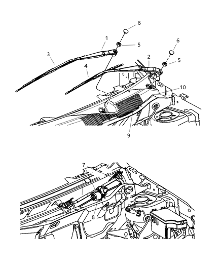 2009 Dodge Caliber Front Wiper System Diagram