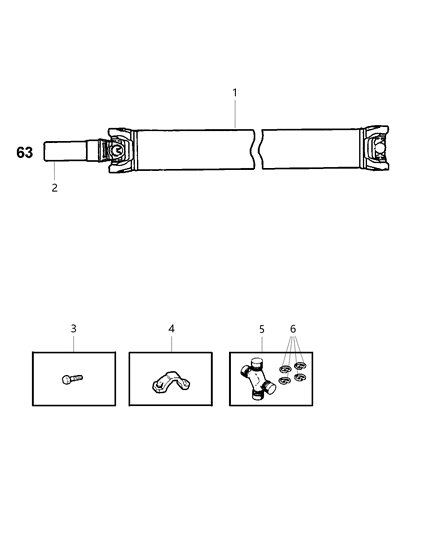 2002 Dodge Ram 3500 Propeller Shaft - Rear Diagram 2