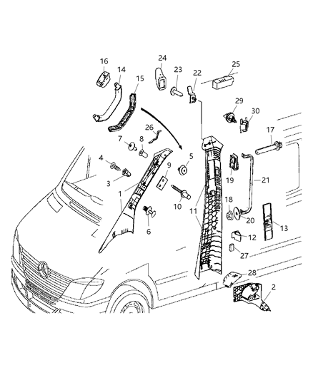 2008 Dodge Sprinter 2500 Rivet Diagram for 5133486AA