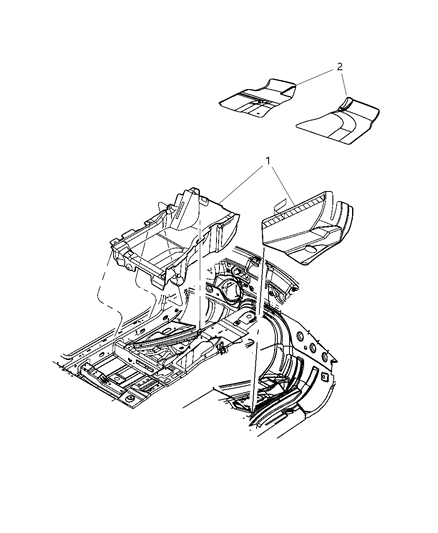 2009 Dodge Challenger Carpet, Front Diagram