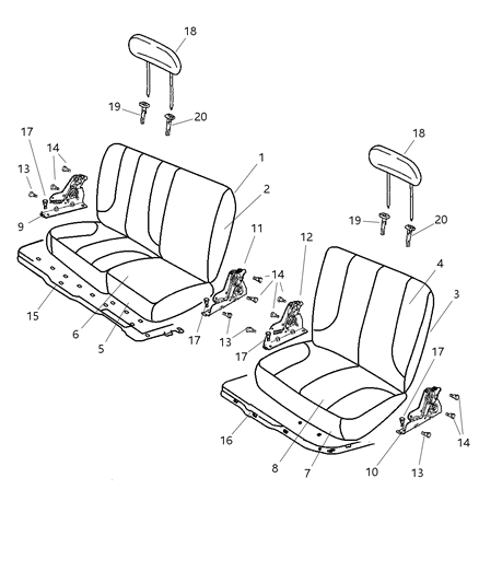 2005 Dodge Ram 1500 Rear Seat Cushion Cover Right Diagram for 1AV901Y3AA