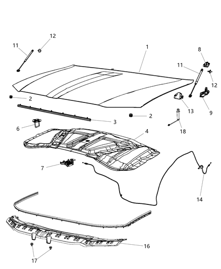 2017 Chrysler 300 Hood Hinge Diagram for 55113573AG