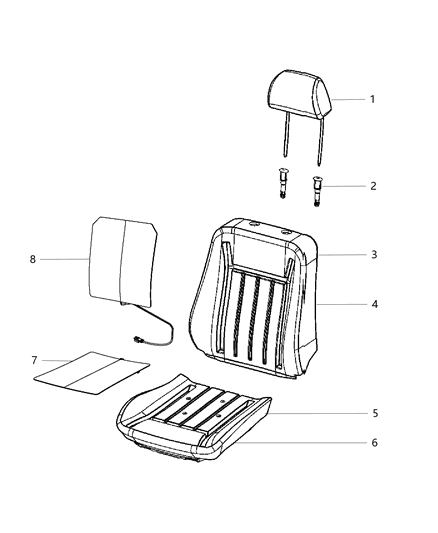 2014 Dodge Charger Front Seat-Cushion Cover-Top Back Left Diagram for 5RX32MXXAA