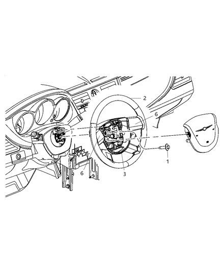 2009 Chrysler Sebring Steering Wheel Assembly Diagram