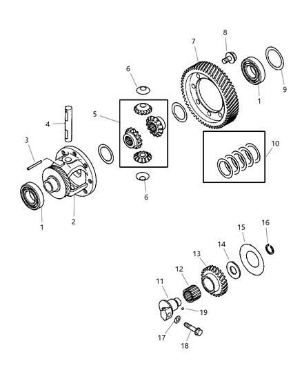 2005 Dodge Stratus Differential & Reverse Idler Gear Diagram 1