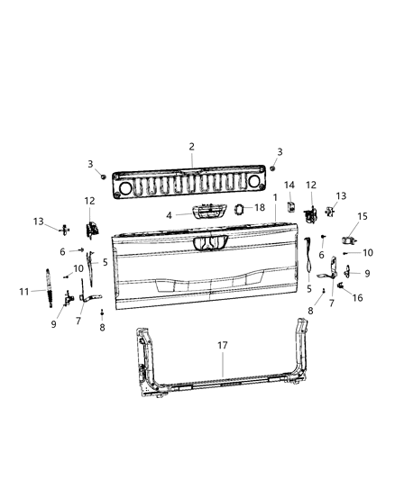 2020 Ram 1500 TAILGATE Diagram for 68394475AE