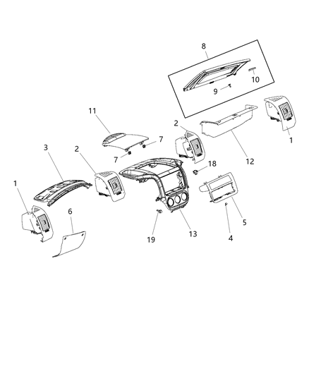 2019 Ram ProMaster 3500 Bezel-Hood Diagram for 1YB39JXWAB