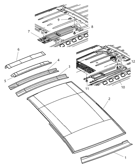 2007 Dodge Durango Header-Roof Rear Diagram for 55362487AC