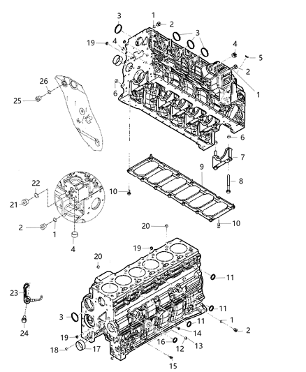 2018 Ram 5500 Engine Cylinder Block & Hardware Diagram 2