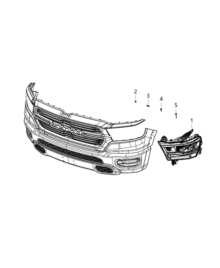 2020 Ram 1500 Lamps, Front Diagram 3