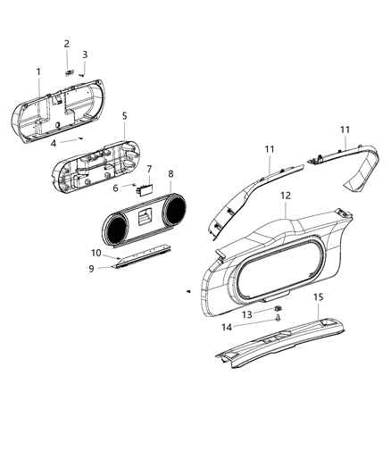 2017 Jeep Compass Liftgate Trim Panels And Scuff Plate With Speakers Diagram