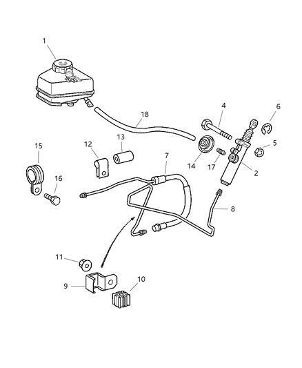 2007 Chrysler Crossfire Clutch Master Cylinder & Related Parts Diagram