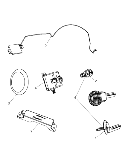 2010 Jeep Commander TRANSMTR-Integrated Key Fob Diagram for 68043894AC