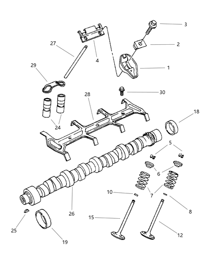 1998 Jeep Grand Cherokee Camshaft & Valves Diagram 2