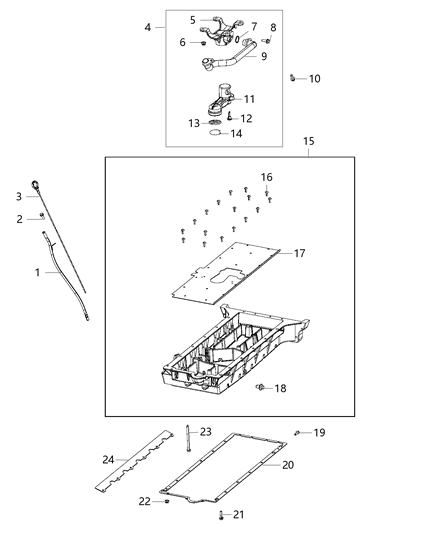 2015 Dodge Viper Engine Oil Pan & Engine Oil Level Indicator & Related Parts Diagram