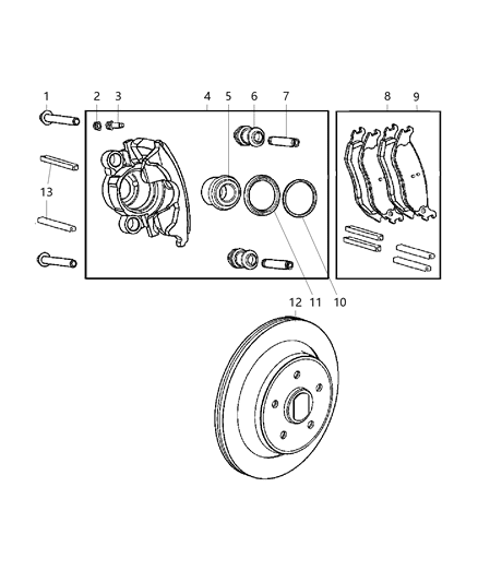 2006 Jeep Wrangler Disc Brake Pad Kit Diagram for 5093511AB