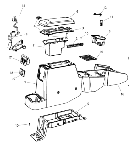 2007 Dodge Durango Console-Base Diagram for ZM471J3AA