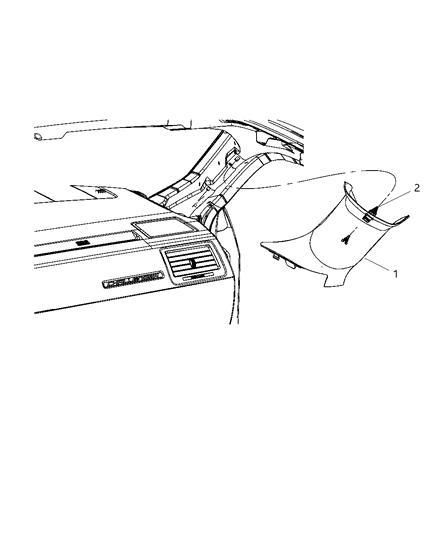 2016 Dodge Challenger Interior Moldings And Pillars - A Pillar Diagram