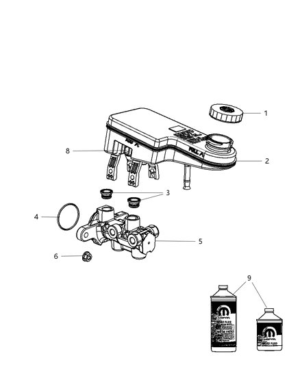 2009 Chrysler Sebring GROMMET-Master Cylinder Reservoir Diagram for 68004449AA