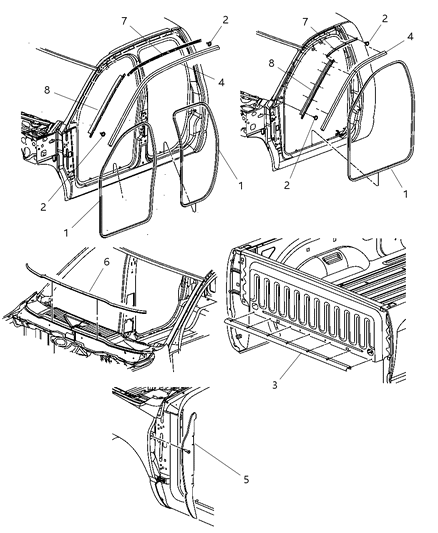 2008 Dodge Ram 1500 Body Weatherstrips & Seals Diagram