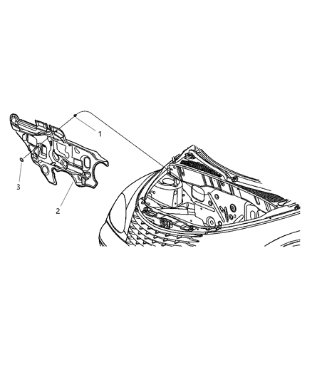 2001 Chrysler PT Cruiser Silencer Dash, Hood Diagram