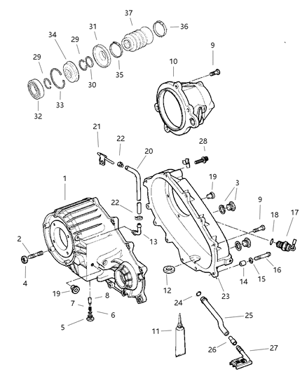 1998 Jeep Grand Cherokee Case , Extensions And Miscellaneous Parts Diagram 1